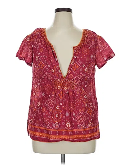 Pre-owned Eddie Bauer Short Sleeve Blouse In Red