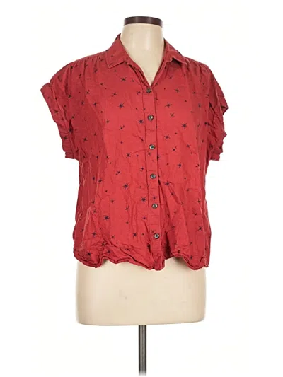 Pre-owned Eddie Bauer Short Sleeve Blouse In Red