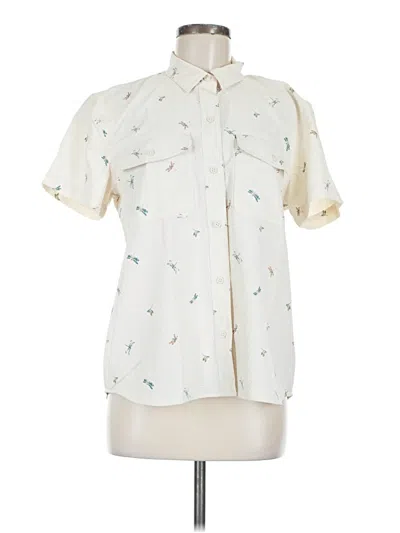 Pre-owned Eddie Bauer Short Sleeve Blouse In White