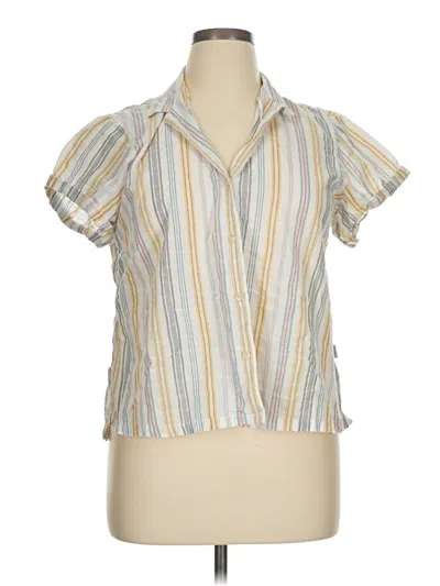 Pre-owned Eddie Bauer Short Sleeve Blouse In White