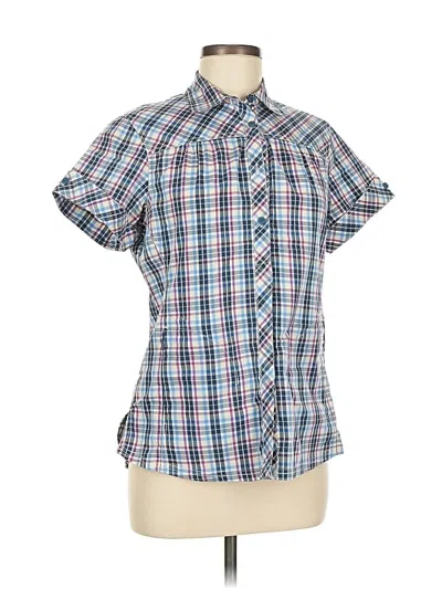 Pre-owned Eddie Bauer Short Sleeve Button Down Shirt In Blue