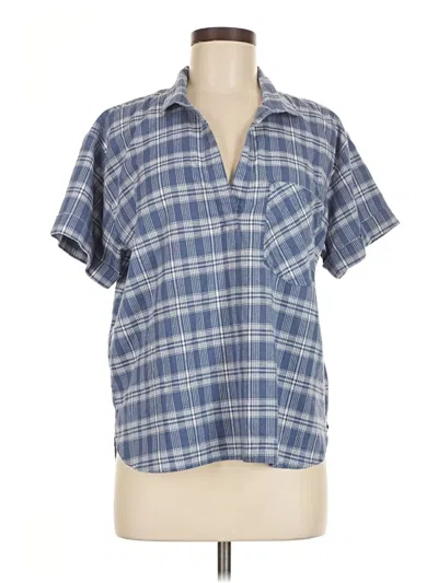 Pre-owned Eddie Bauer Short Sleeve Button Down Shirt In Blue