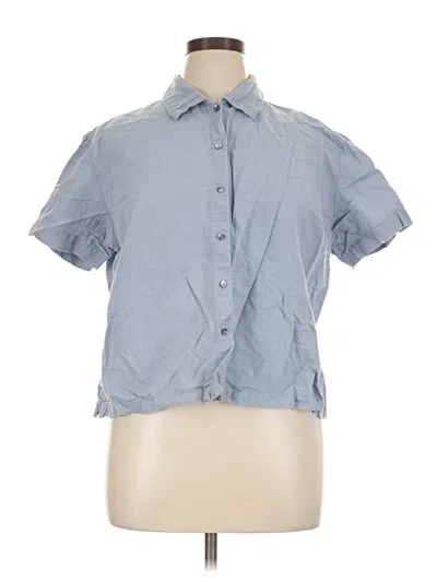 Pre-owned Eddie Bauer Short Sleeve Button Down Shirt In Blue