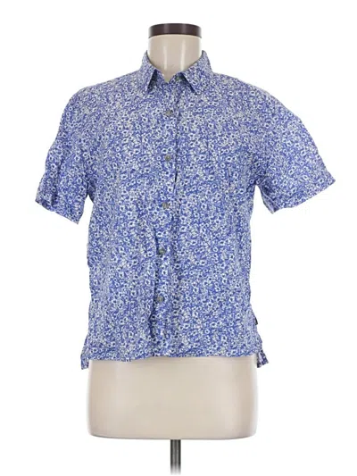 Pre-owned Eddie Bauer Short Sleeve Button Down Shirt In Blue