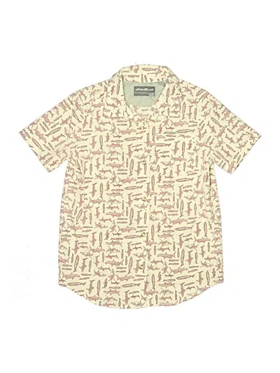 Pre-owned Eddie Bauer Kids' Short Sleeve Button Down Shirt In Ivory