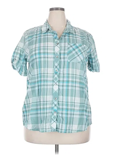 Pre-owned Eddie Bauer Short Sleeve Button Down Shirt In Teal