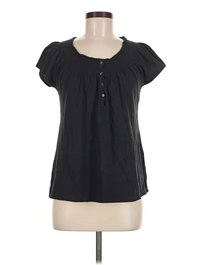 Pre-owned Eddie Bauer Short Sleeve Henley Shirt In Black