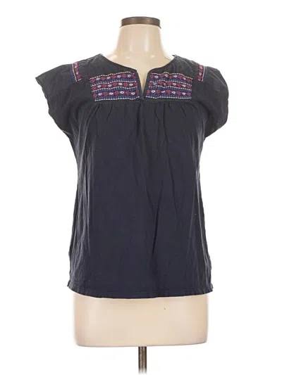 Pre-owned Eddie Bauer Short Sleeve Henley Shirt In Blue