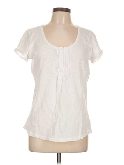 Pre-owned Eddie Bauer Short Sleeve Henley Shirt In White