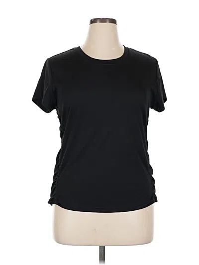 Pre-owned Eddie Bauer Short Sleeve Top Black Crew Neck Tops