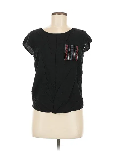 Pre-owned Eddie Bauer Short Sleeve Top Black Scoop Neck Tops