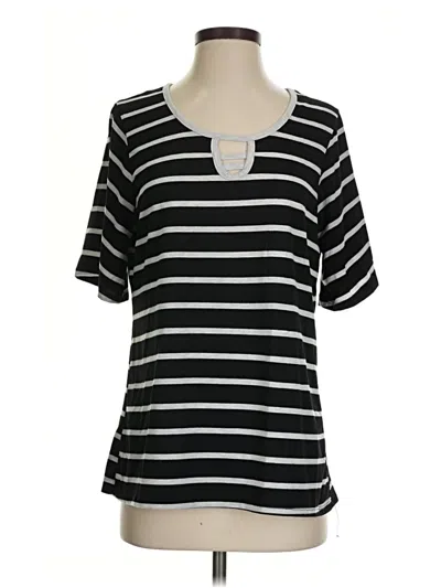 Pre-owned Eddie Bauer Short Sleeve Top Black Scoop Neck Tops