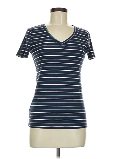 Pre-owned Eddie Bauer Short Sleeve Top Blue V-neck Tops