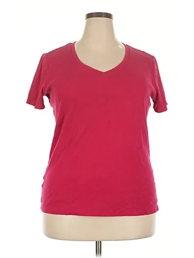 Pre-owned Eddie Bauer Short Sleeve Top Burgundy V-neck Tops