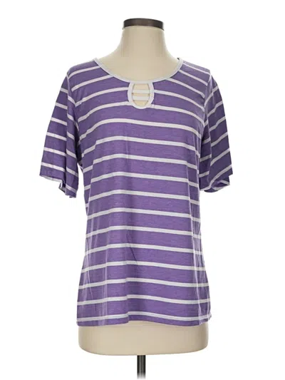 Pre-owned Eddie Bauer Short Sleeve Top Purple Keyhole Neckline Tops