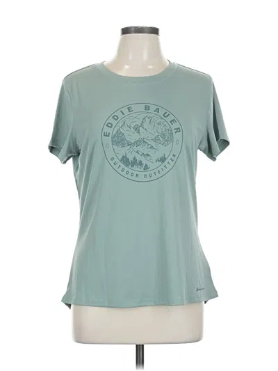Pre-owned Eddie Bauer Short Sleeve Top Teal Crew Neck Tops In Blue