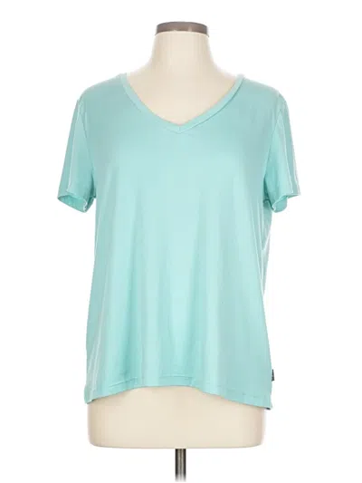 Pre-owned Eddie Bauer Short Sleeve Top Teal V Neck Tops In Blue