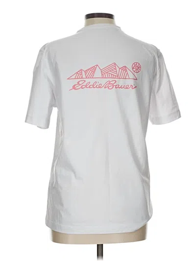 Pre-owned Eddie Bauer Short Sleeve Top White Crew Neck Tops