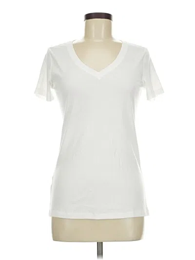 Pre-owned Eddie Bauer Short Sleeve Top White V-neck Tops