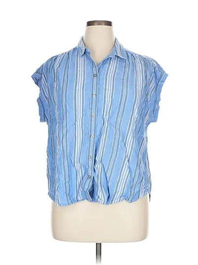Pre-owned Eddie Bauer Sleeveless Button Down Shirt In Blue