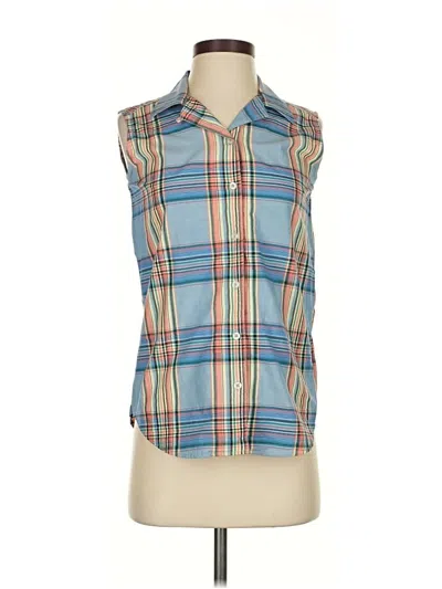 Pre-owned Eddie Bauer Sleeveless Button Down Shirt In Blue