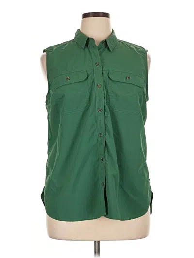 Pre-owned Eddie Bauer Sleeveless Button Down Shirt In Green