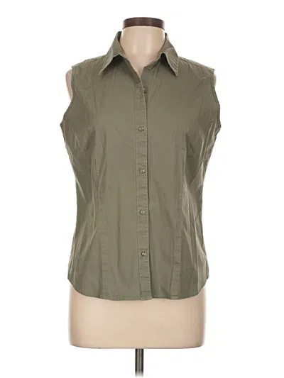 Pre-owned Eddie Bauer Sleeveless Button Down Shirt In Green