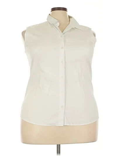 Pre-owned Eddie Bauer Sleeveless Button Down Shirt In Ivory