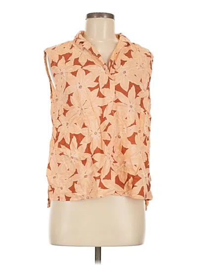 Pre-owned Eddie Bauer Sleeveless Button Down Shirt In Orange