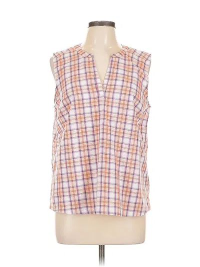 Pre-owned Eddie Bauer Sleeveless Button Down Shirt In Pink