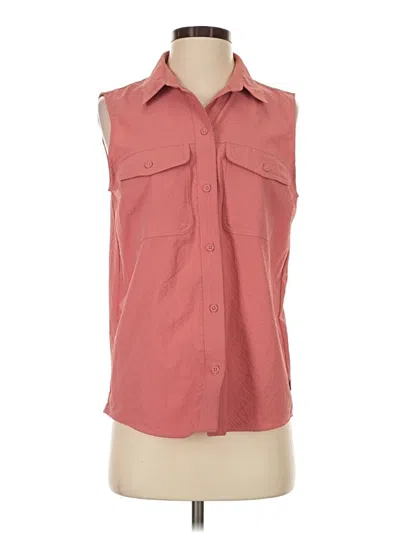 Pre-owned Eddie Bauer Sleeveless Button Down Shirt In Pink