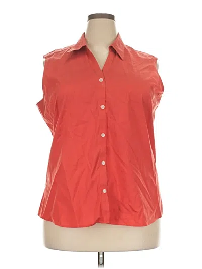 Pre-owned Eddie Bauer Sleeveless Button Down Shirt In Red