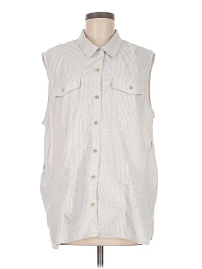 Pre-owned Eddie Bauer Sleeveless Button Down Shirt In White