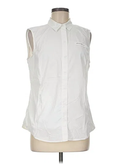 Pre-owned Eddie Bauer Sleeveless Button Down Shirt In White