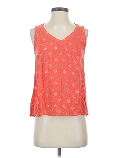 Pre-owned Eddie Bauer Sleeveless Top Orange V-neck Tops