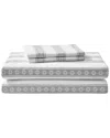 Eddie Bauer Snowflake Fair Isle 100% Cotton Flannel Sheet Set In Grey