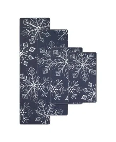 Eddie Bauer Snowflakes Non Slip Kitchen Mat In Blue