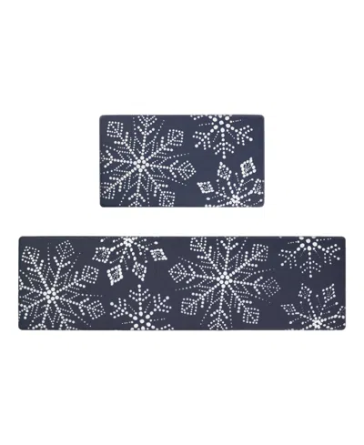 Eddie Bauer Snowflakes Non-slip 2-piece Kitchen Mat Set In Blue