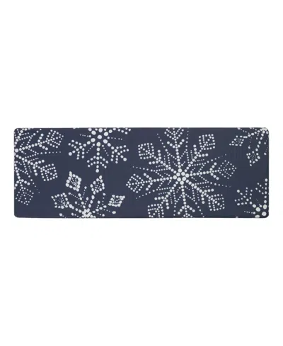 Eddie Bauer Snowflakes Non-slip Kitchen Mat, 17.5" X 48" In Blue