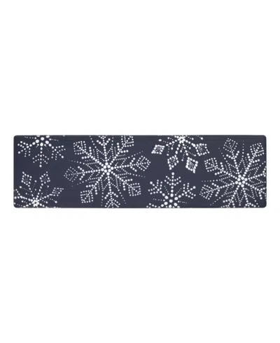 Eddie Bauer Snowflakes Non-slip Kitchen Mat, 17.5" X 60" In Blue