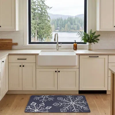 Eddie Bauer Snowflakes Wellness Kitchen Mat In Blue