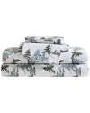 Eddie Bauer Snowy Pine Trees Cotton Flannel Sheet Set