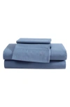 Eddie Bauer Solid 180 Thread Count Cotton Percale Sheet Set In Coronet Blue