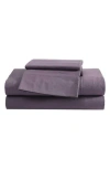 Eddie Bauer Solid 180 Thread Count Cotton Percale Sheet Set In Plum Grey