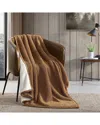 Eddie Bauer Solid Bi Colored Sherpa-reversible Throw Blanket In Brown