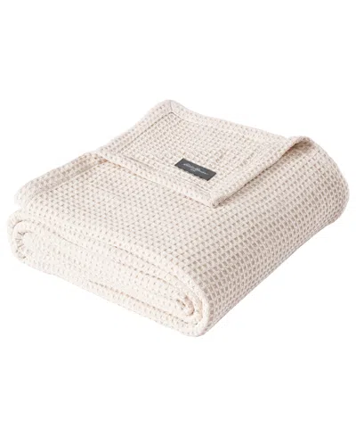 Eddie Bauer Solid Waffle Cotton Reversible Blanket, Full/queen In Winter Ivory White