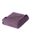 Eddie Bauer Solid Waffle Cotton Reversible Blanket, Twin In Plum Grey