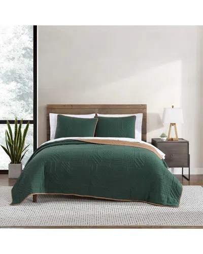 Eddie Bauer Solid Washed Quilt Set In Green