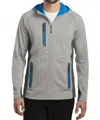 Eddie Bauer Sport Hooded Full-zip Fleece Jacket In Grey/blue In Gray