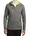 Eddie Bauer Sport Hooded Full Zip Fleece Jacket In Grey/yellow In Gray